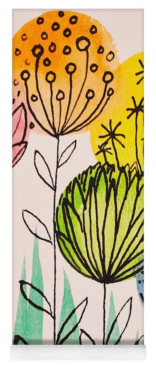 Fun Flowers Yoga Mat featuring the painting Happy by Amy Giacomelli