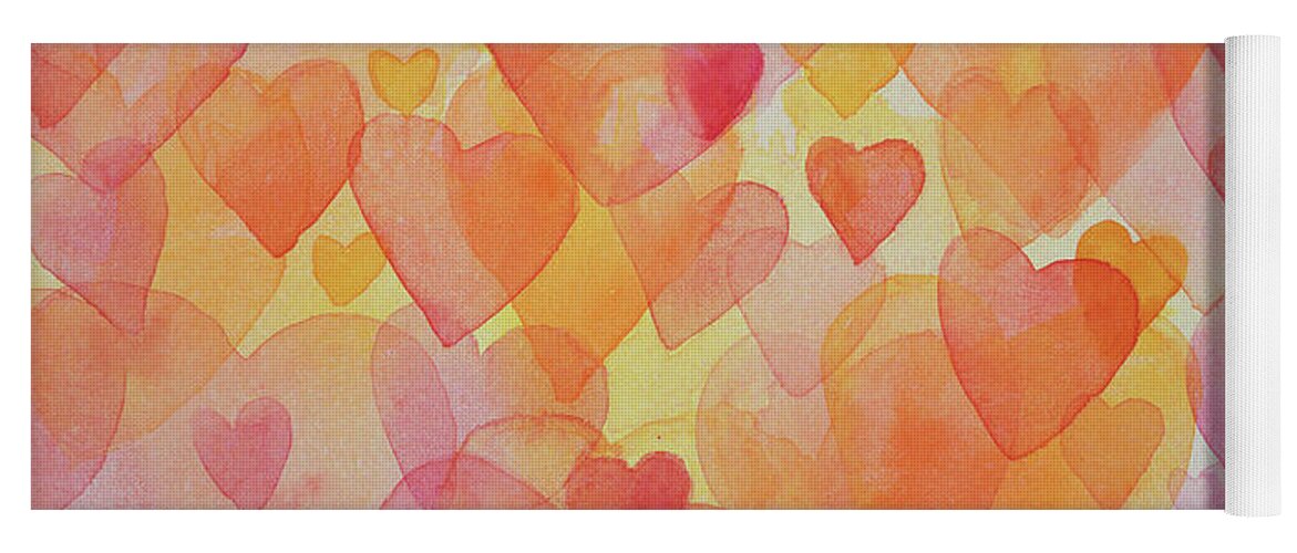 Love Yoga Mat featuring the painting Happy hearts by Stella Levi
