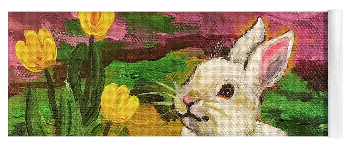 Original Painting Yoga Mat featuring the painting Happy Hoppy Easter by Sherrell Rodgers