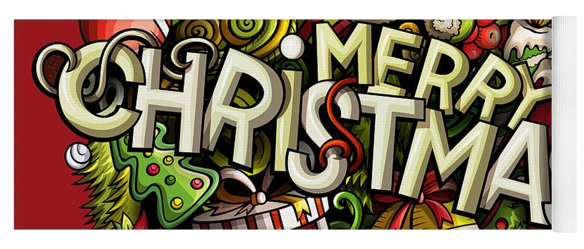 Happy Merry Christmas Yoga Mat featuring the digital art Happy Merry Christmas 3 by Mark Ashkenazi