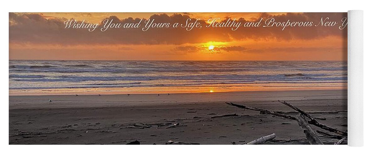 Greeting Card Yoga Mat featuring the photograph Happy New Year - Ocean Sunset 2 by Jerry Abbott