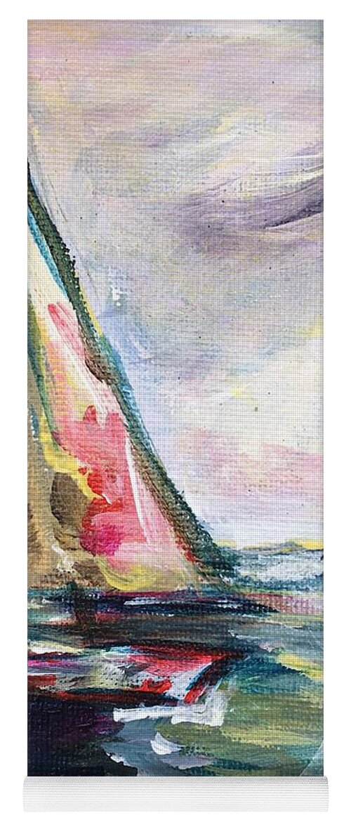 Abstract Boats Yoga Mat featuring the painting Happy Sails by Roxy Rich