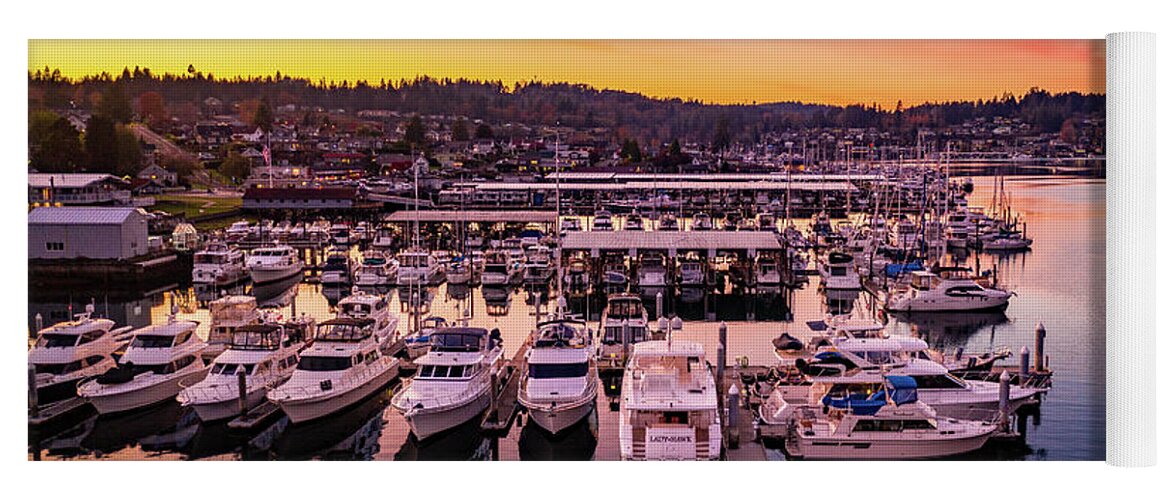 Drone Yoga Mat featuring the photograph Harbor Boats by Clinton Ward