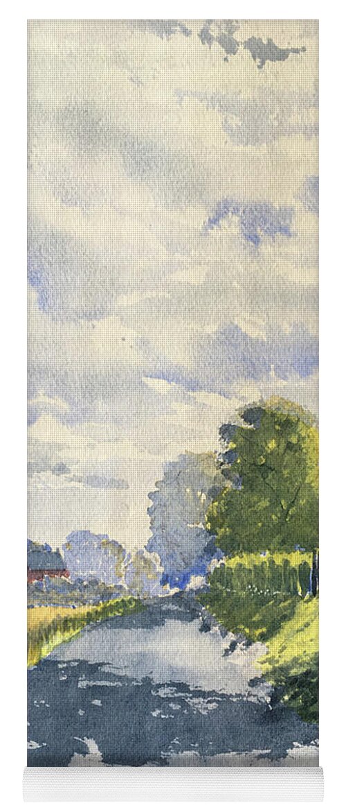 Watercolour Yoga Mat featuring the painting Harpham from Out Gate by Glenn Marshall