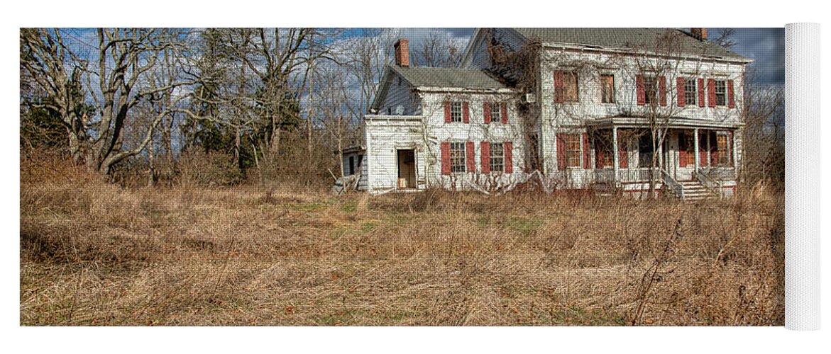 Haunted Yoga Mat featuring the photograph Haunted Farm House by David Letts
