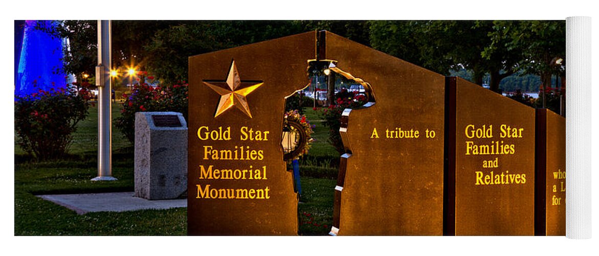 Gold Yoga Mat featuring the photograph Havre De Grace Gold Star Families Memorial Monument by Adam Jewell