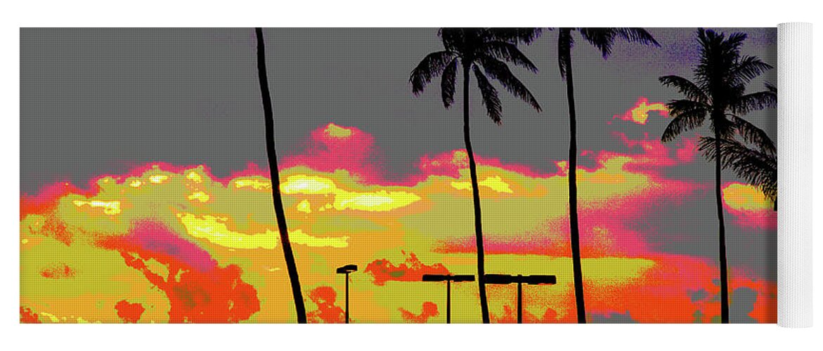 Hawaii Yoga Mat featuring the digital art Hawaiian Silhouettes Enhanced by David Desautel