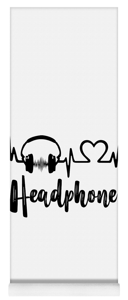 Headphone Yoga Mat featuring the digital art Headphone Heartbeat Musician Music Lover by Jacob Zelazny
