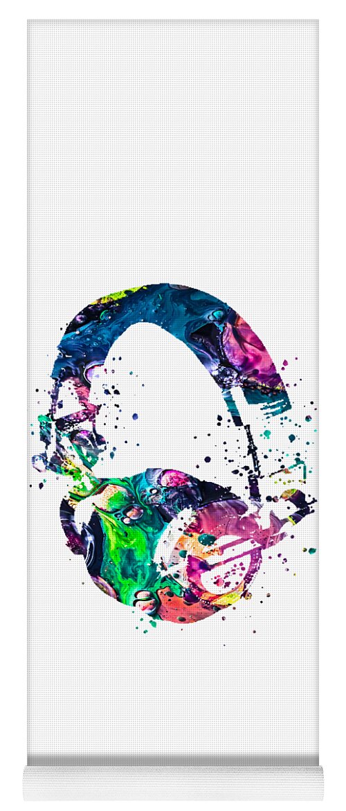 Headphones Yoga Mat featuring the painting Headphones by Zuzi 's