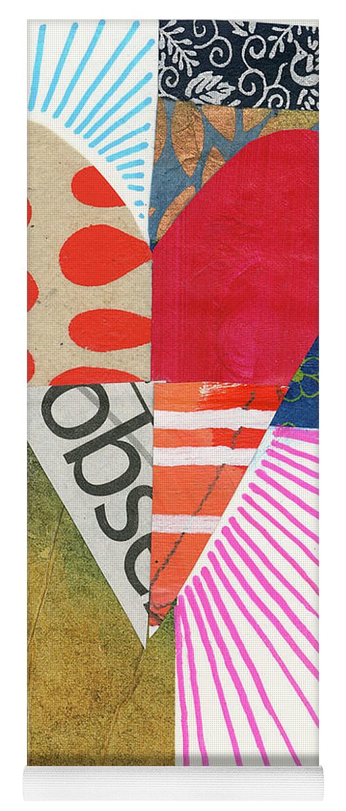 Abstract Art Yoga Mat featuring the painting Heart Collage #52 by Jane Davies