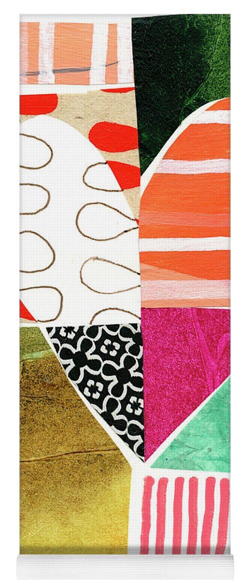 Abstract Art Yoga Mat featuring the painting Heart Collage #53 by Jane Davies