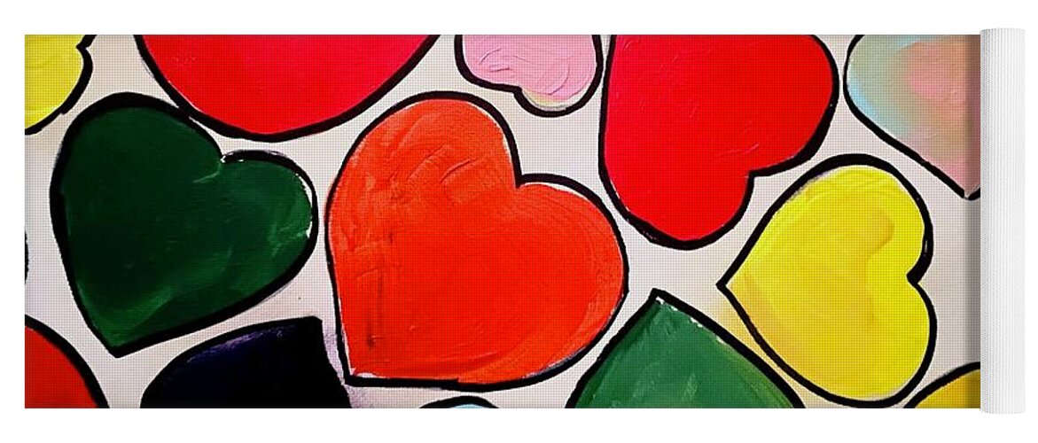  Yoga Mat featuring the painting Hearts by Angie ONeal