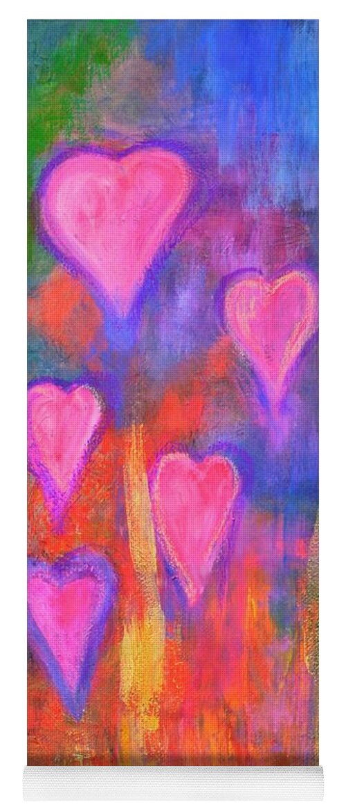 Abstract Painting Yoga Mat featuring the painting Hearts Rising by Marla McPherson
