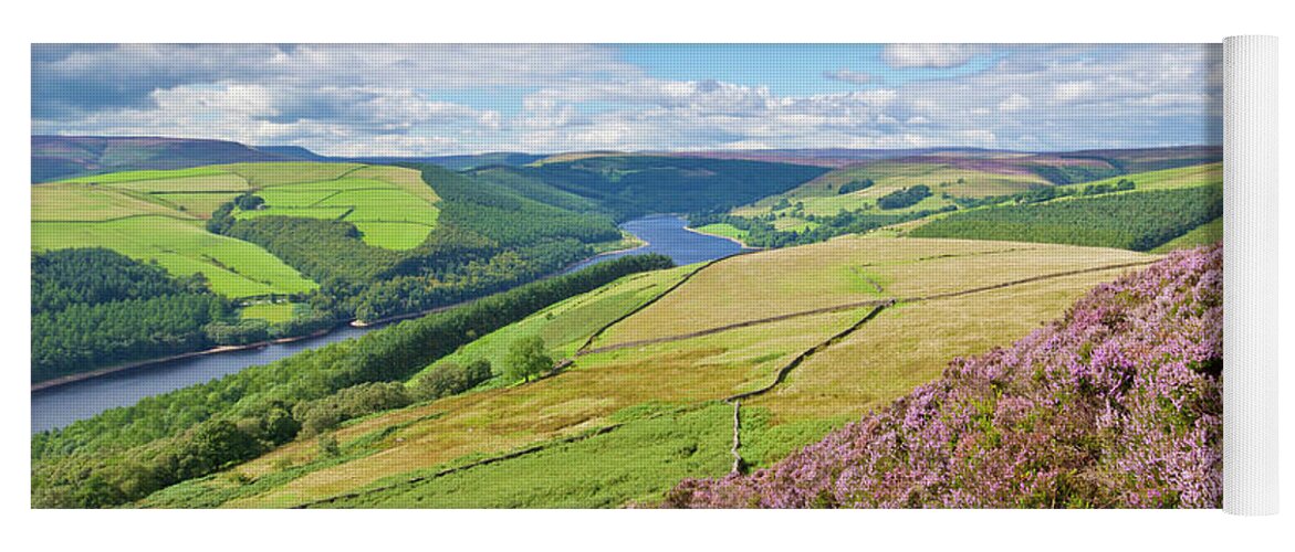 Peak District National Park Yoga Mat featuring the photograph Heather on Derwent edge, Derbyshire Peak District, England by Neale And Judith Clark