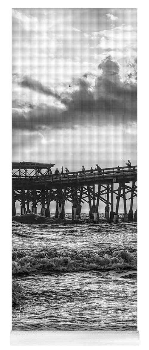 Cocoa Beach Yoga Mat featuring the photograph Heavenly Sunrise Grayscale by Jennifer White