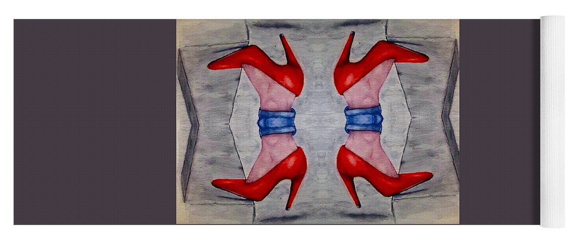 The Entranceway Yoga Mat featuring the mixed media Heels over Heels by Ronald Mills