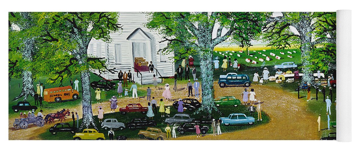 Helen Lafrance Church Fair Yoga Mat featuring the painting Helen LaFrance Church Fair by MotionAge Designs