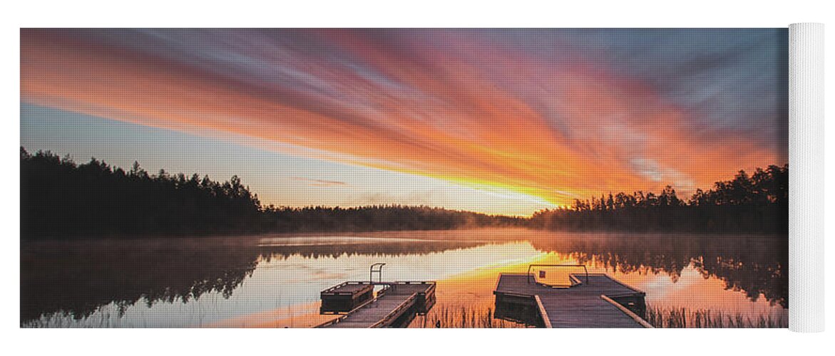 Lake Jatkonjärvi Yoga Mat featuring the photograph Hell on a Finnish lake by Vaclav Sonnek