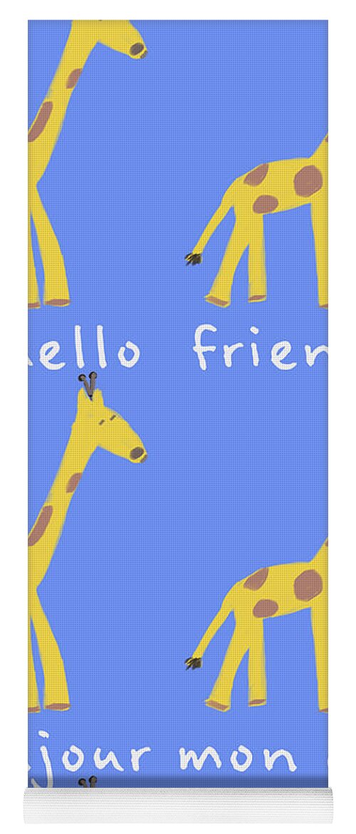 Hi Yoga Mat featuring the digital art Hello Friend Giraffe by Ashley Rice