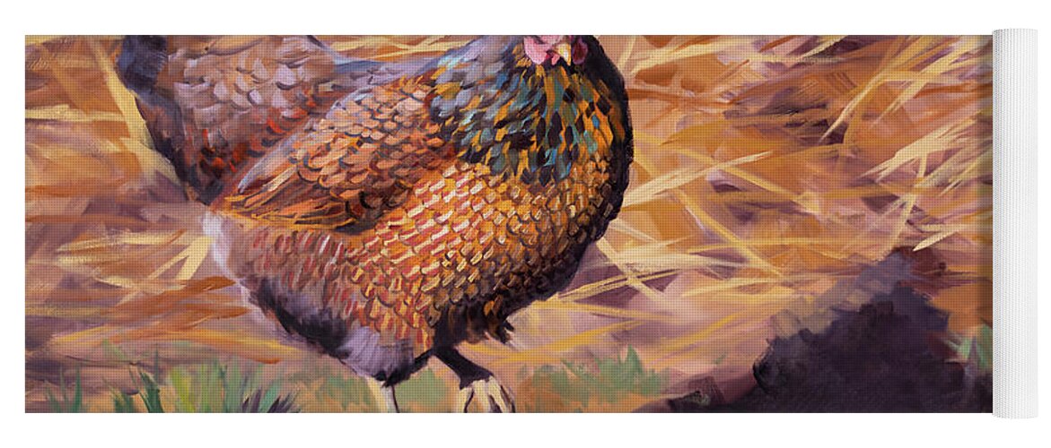 Chicken Yoga Mat featuring the painting Hen by the Compost Pile by Jordan Henderson