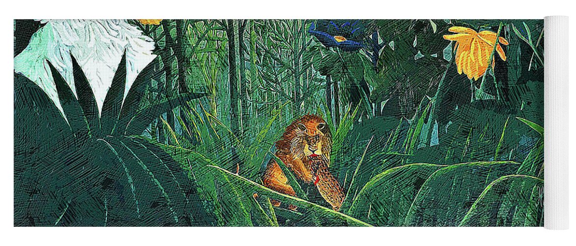 Henri Rousseau - The Repast of the Lion - Cool Cut Painting Remake Art  Version Yoga Mat by Henri Rousseau - Art Market America