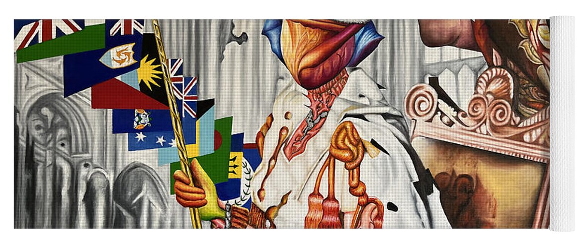 Commonwealth Flags Yoga Mat featuring the painting Her Majesty Platinum Jubilee by O Yemi Tubi