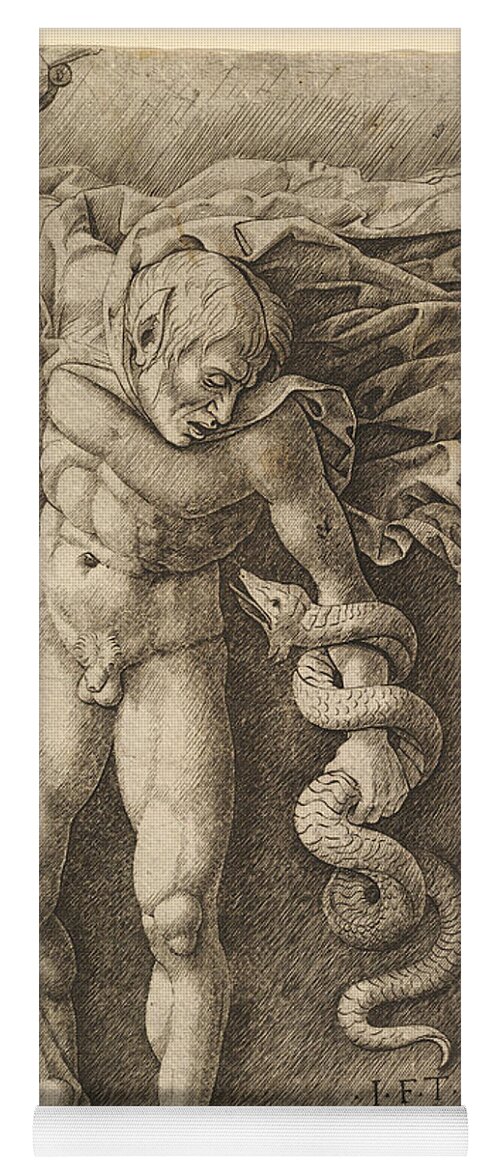 School Of Andrea Mantegna Yoga Mat featuring the drawing Hercules and the Hydra by School of Andrea Mantegna