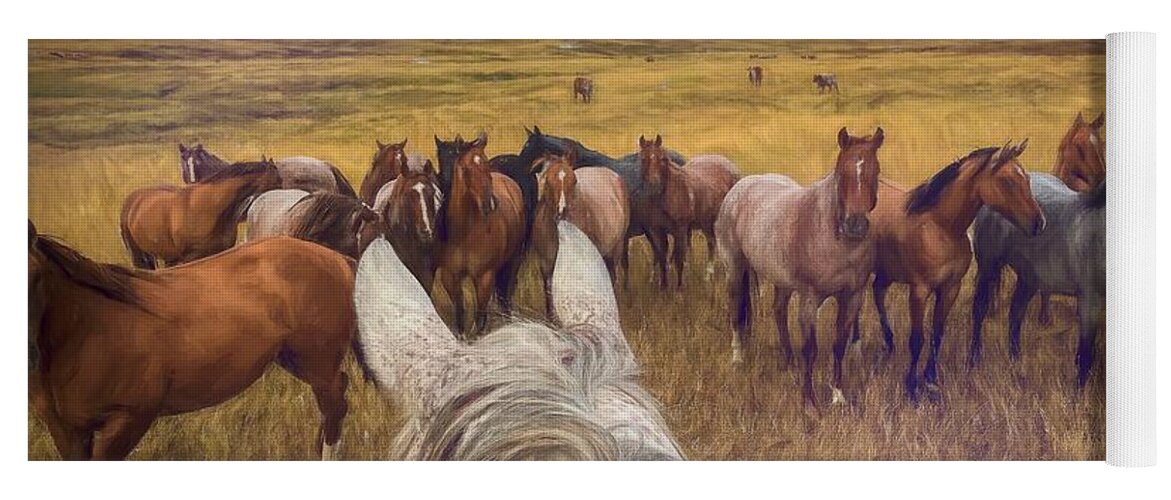 Horses Yoga Mat featuring the photograph Herd of Horses Near Ardmore South Dakota by Rebecca Herranen