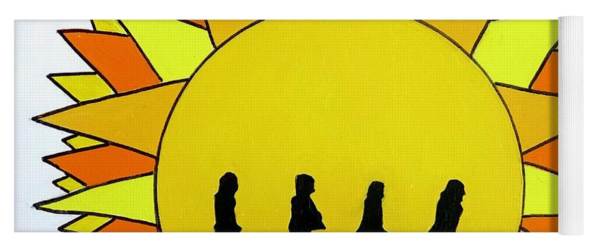 Beatles Sun Abbey Road Yoga Mat featuring the painting Here Comes The Sun by Mike Stanko