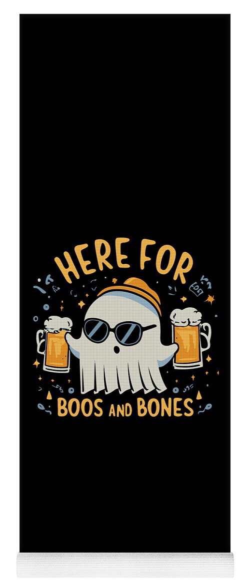 Halloween Yoga Mat featuring the digital art Here For Boos and Bones Halloween by Flippin Sweet Gear