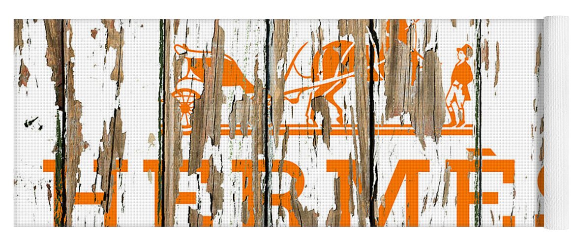Hermes Vintage Logo White Peeling Barn Wood Paint Yoga Mat