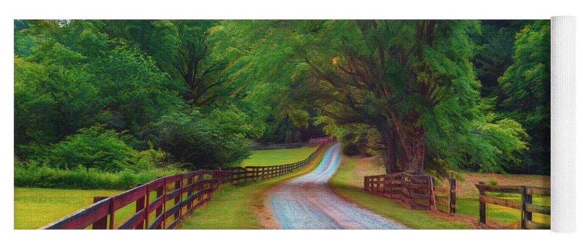 Trail Yoga Mat featuring the photograph Hidden Valley Country Road Watercolor Painting by Debra and Dave Vanderlaan