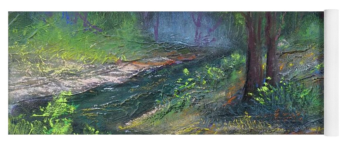 Creek Yoga Mat featuring the pastel High Country Creek by Sandra Lee Scott