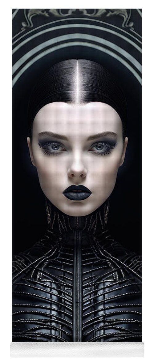 Woman Yoga Mat featuring the digital art High Fashion Model 03 Dark Goth Woman by Matthias Hauser