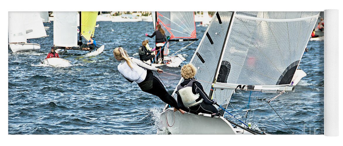 Csne10a Yoga Mat featuring the photograph High School Children Sailing Racing by Geoff Childs