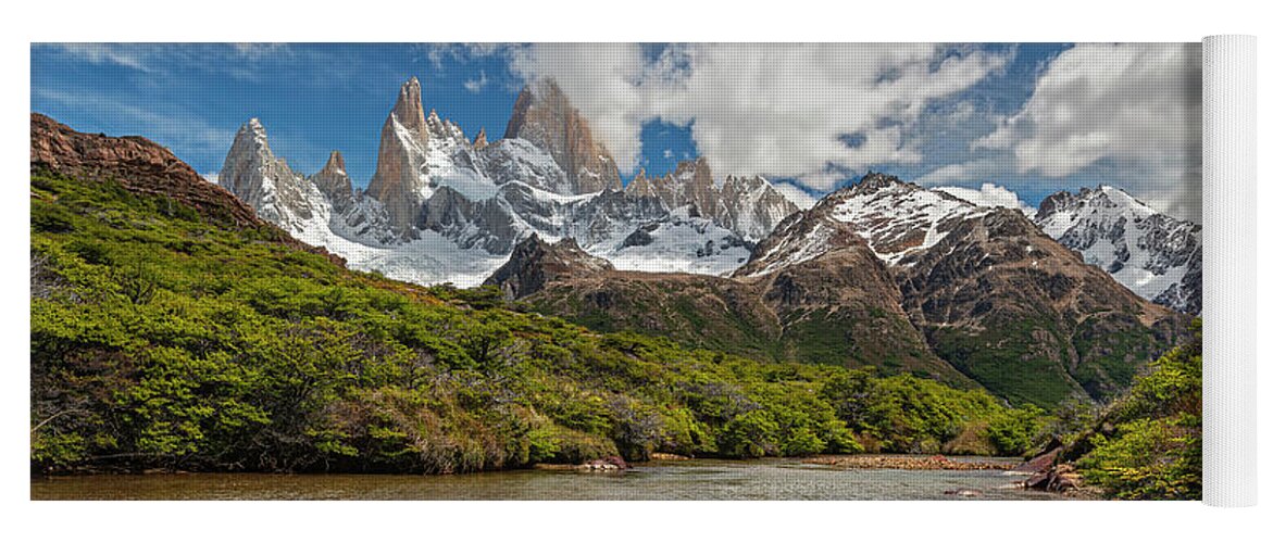 Andes Yoga Mat featuring the photograph Hiking Fitz Roy national park by Henri Leduc