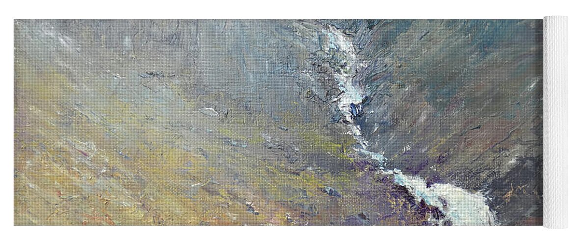 Landscape Yoga Mat featuring the painting Hiking to Mahon Falls by Keith Thompson