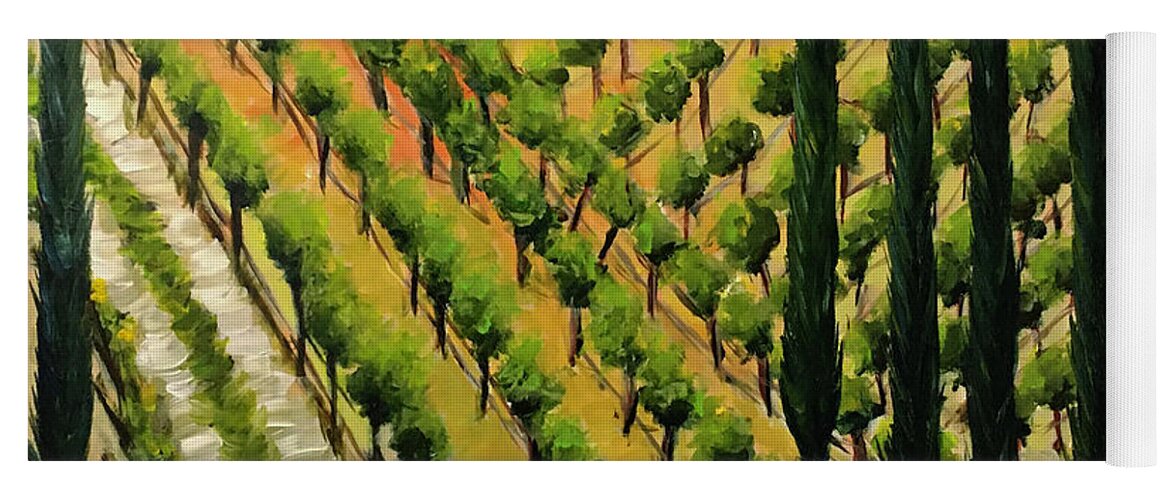 Temecula Yoga Mat featuring the painting Hillside Vines Temecula by Roxy Rich
