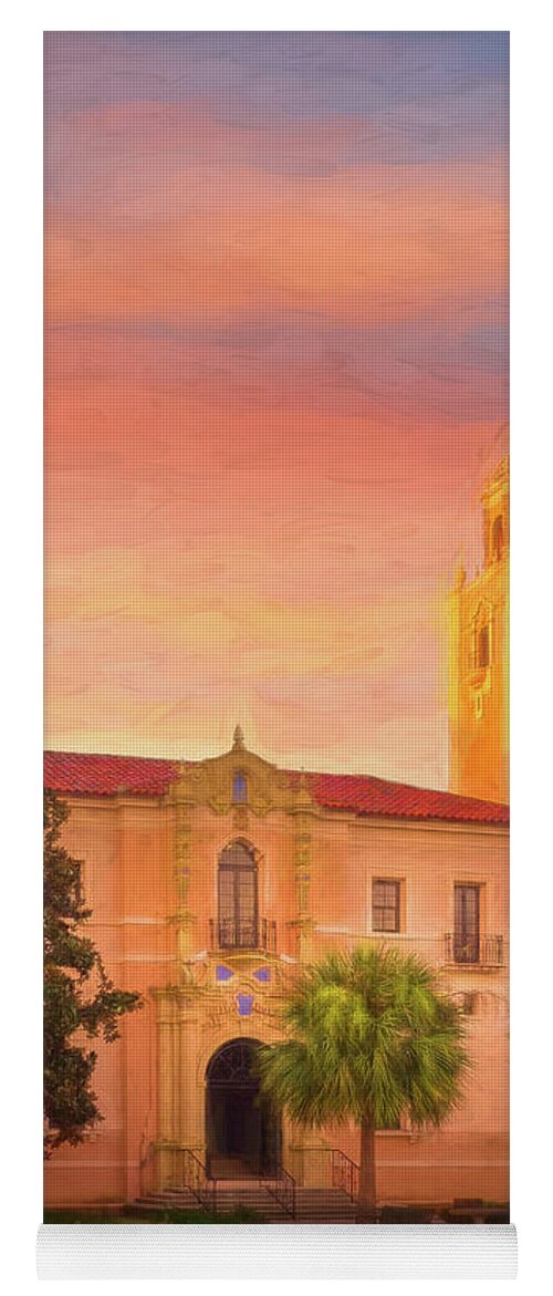 Anna Maria Island Yoga Mat featuring the photograph Historic Courthouse in Sarasota, Florida, Impressionism by Liesl Walsh