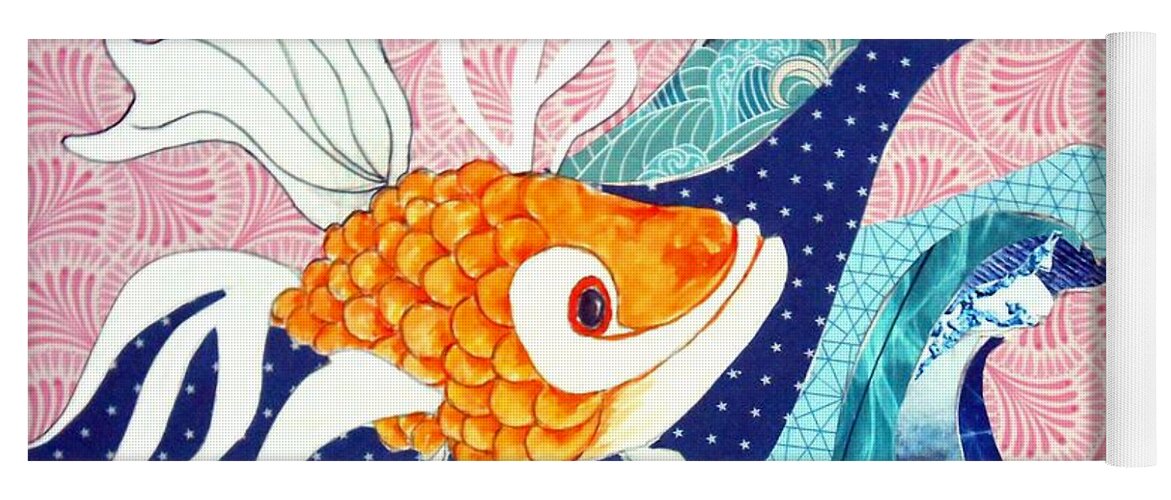 Koi Fish Yoga Mat featuring the mixed media Hoi Polloi Koi by Jayne Somogy
