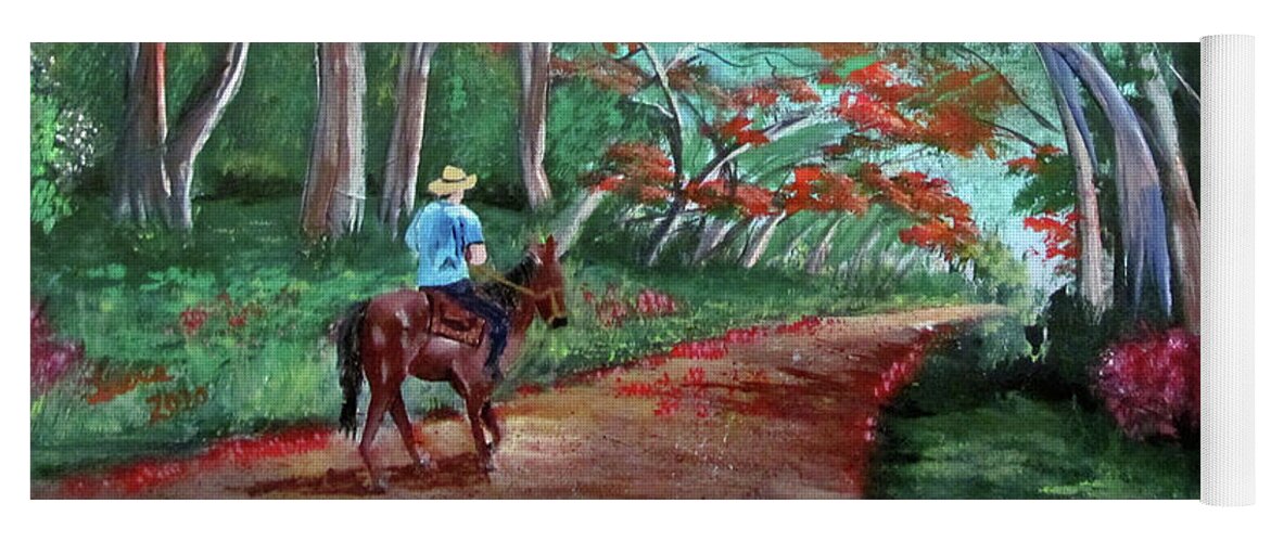 Man Of Horseback Yoga Mat featuring the painting Alegre El Jibarito Va by Luis F Rodriguez