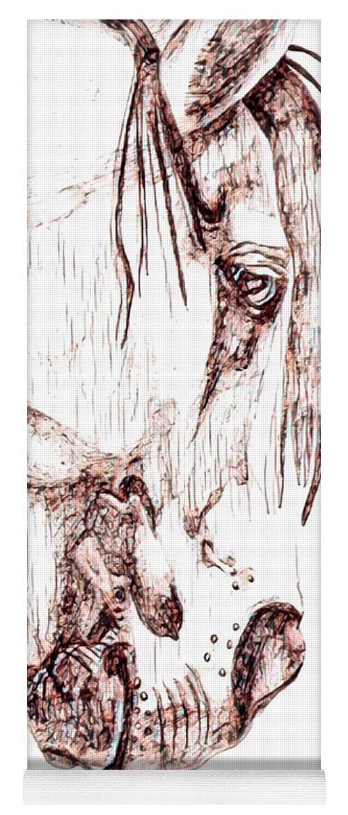 Horsehead Study Yoga Mat featuring the mixed media Horse Head Study with Quote by Equus Artisan