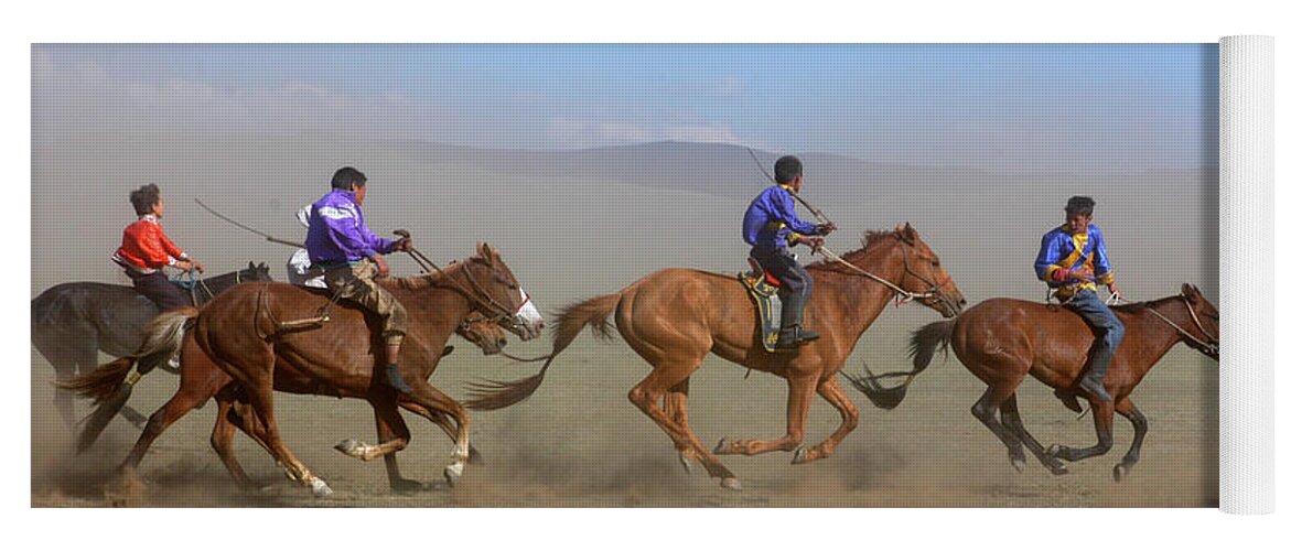 Go To Win Yoga Mat featuring the photograph Horse racing by Elbegzaya Lkhagvasuren