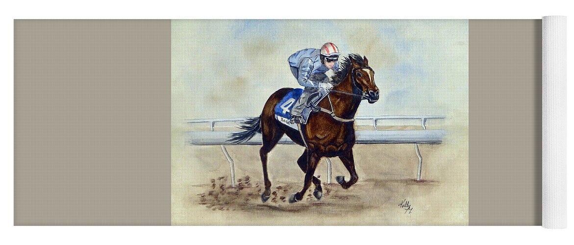 Horse Racing Yoga Mat featuring the painting Horserace by Kelly Mills