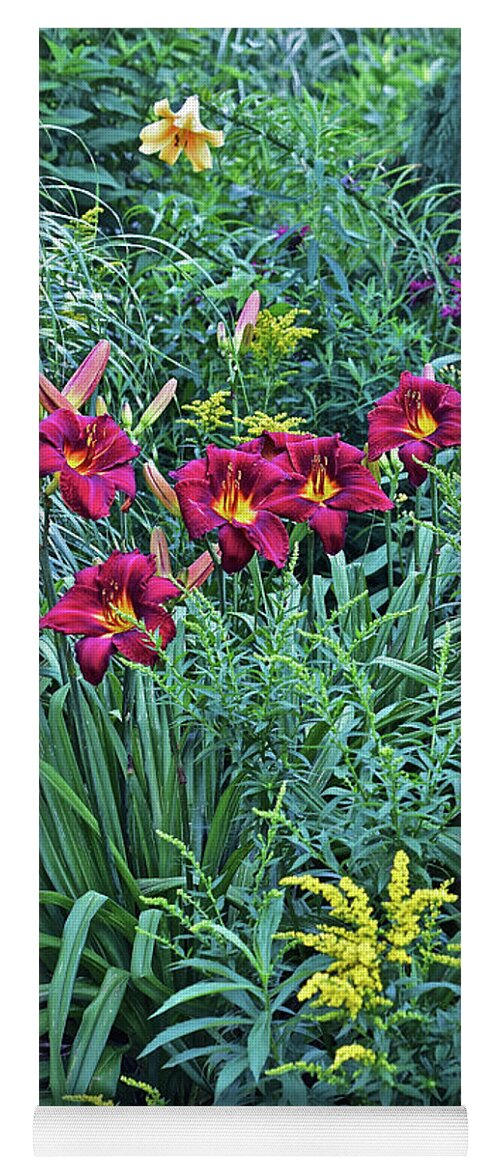 Summer Yoga Mat featuring the photograph Hot July Daylilies by Janis Senungetuk