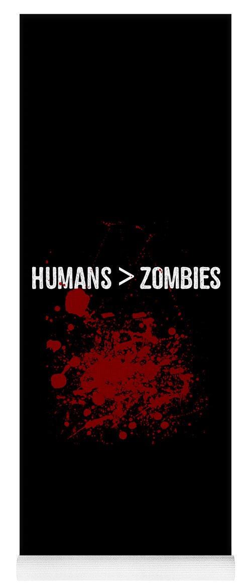 Funny Yoga Mat featuring the digital art Humans Are Greater Than Zombies by Flippin Sweet Gear