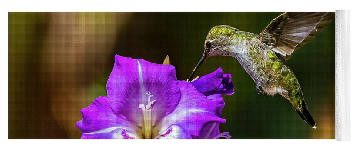 Hummingbird Yoga Mat featuring the photograph Hummingbird and Flower by Rich Cruse