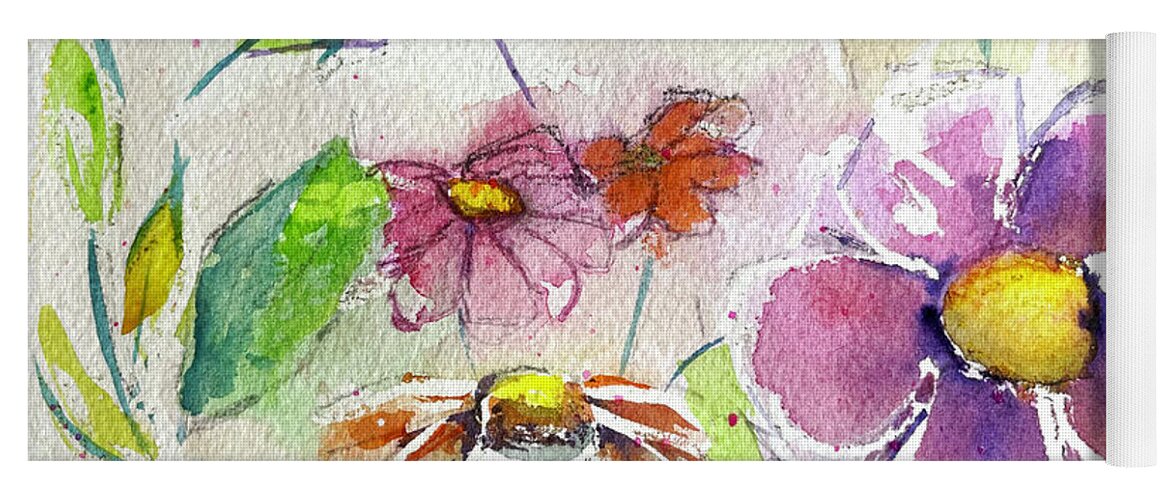 Watercolor Yoga Mat featuring the painting Hummingbird in the Garden by Roxy Rich
