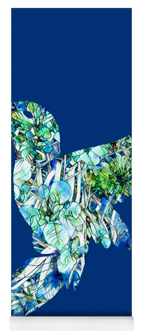  Yoga Mat featuring the mixed media Hummingbird Transparent Blue by Eileen Backman