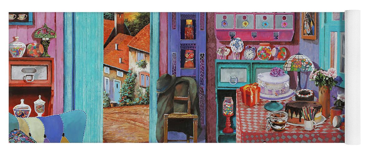 Cakes Yoga Mat featuring the painting I Dolci by Guido Borelli